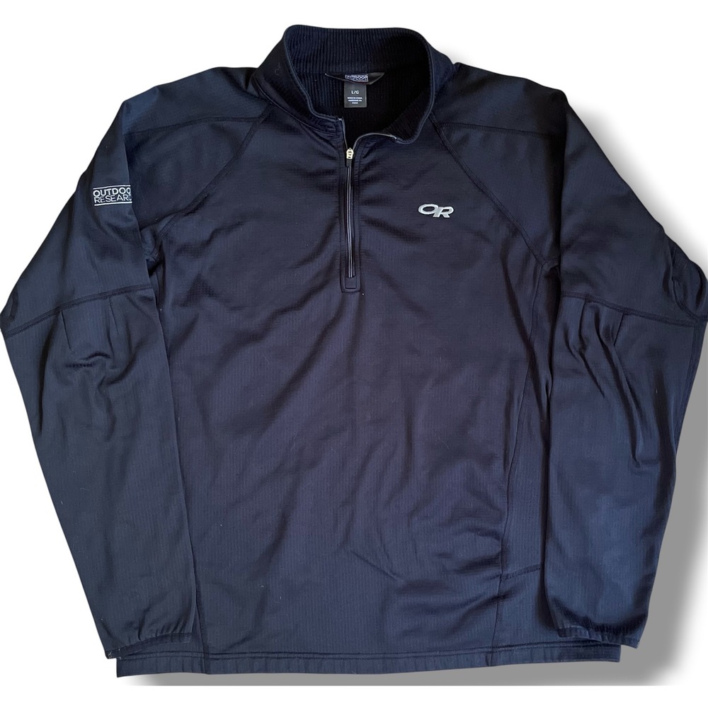 Outdoor Research Mens Black 1/4 Zip Grid Fleece Pullover Active Top Large